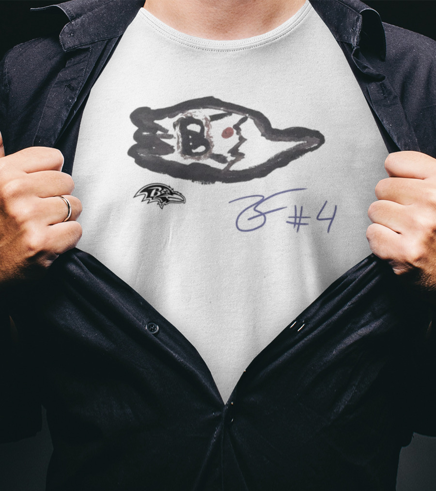 Rookies Paint Baltimore Ravens B Signature #4 Zay Flowers T-Shirt