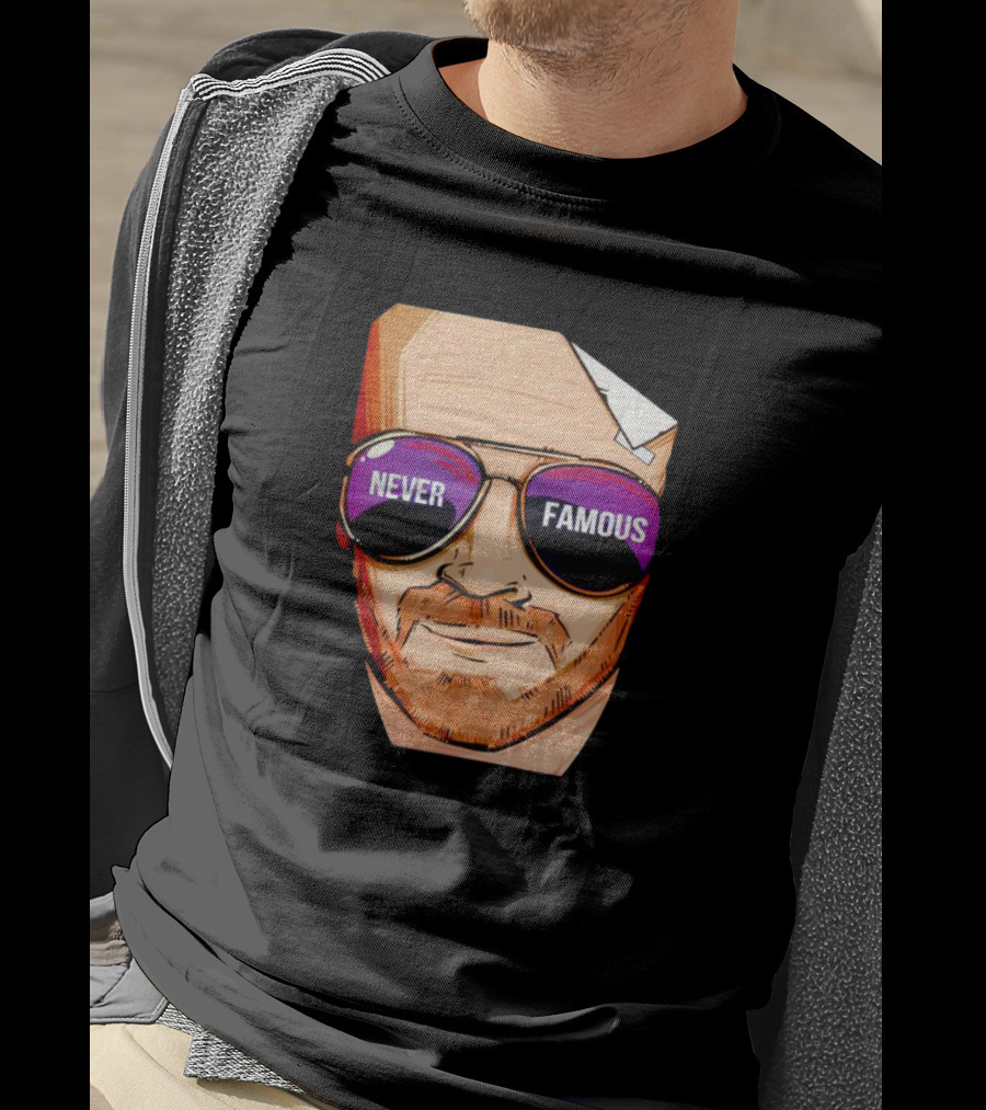 Never Famous Sunglasses Face Artwork Reflection T-Shirt