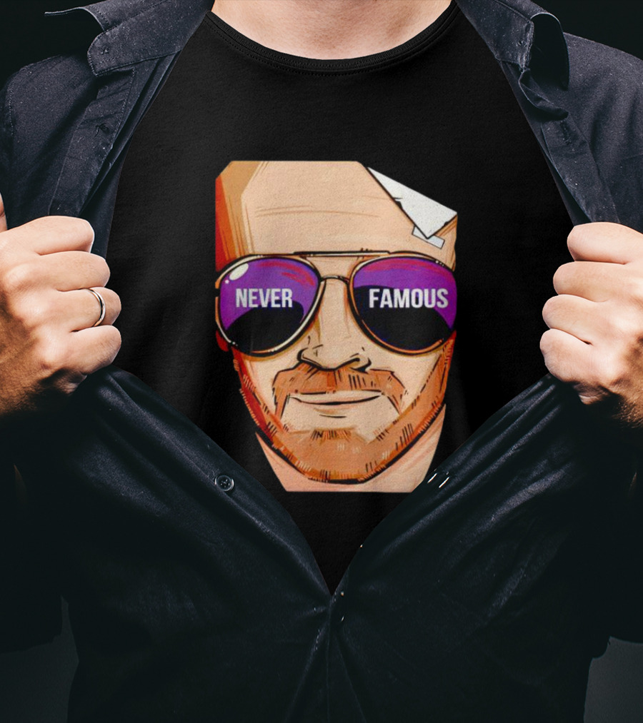 Never Famous Sunglasses Face Artwork Reflection T-Shirt
