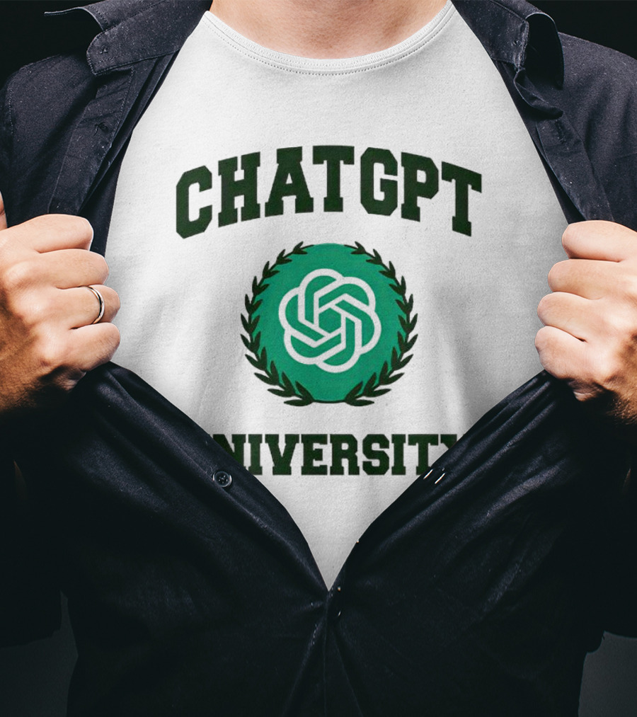 CHAT GPT University Crest Logo Green Circle T-Shirt