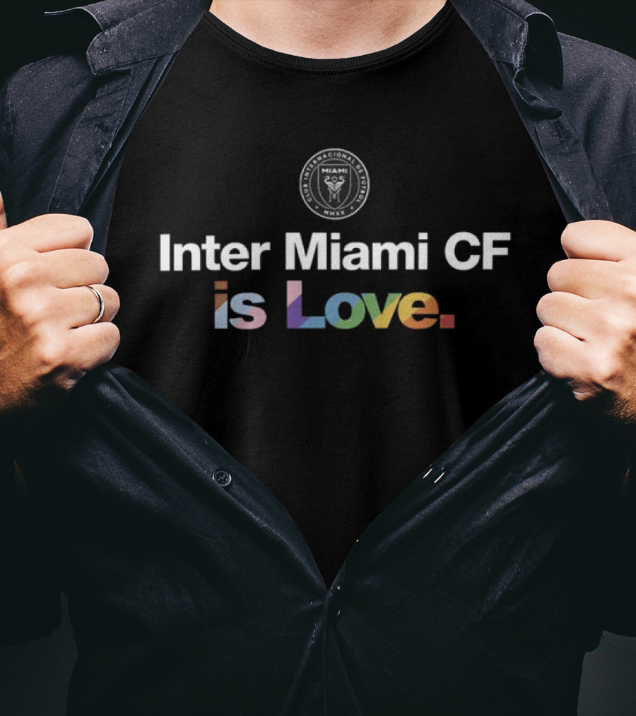 Inter Miami CF Is Love Black Team City Pride Logo Fanatics Shop T-Shirt