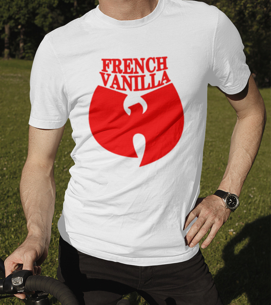 French Vanilla Wutang Logo Red Emblem T-Shirt