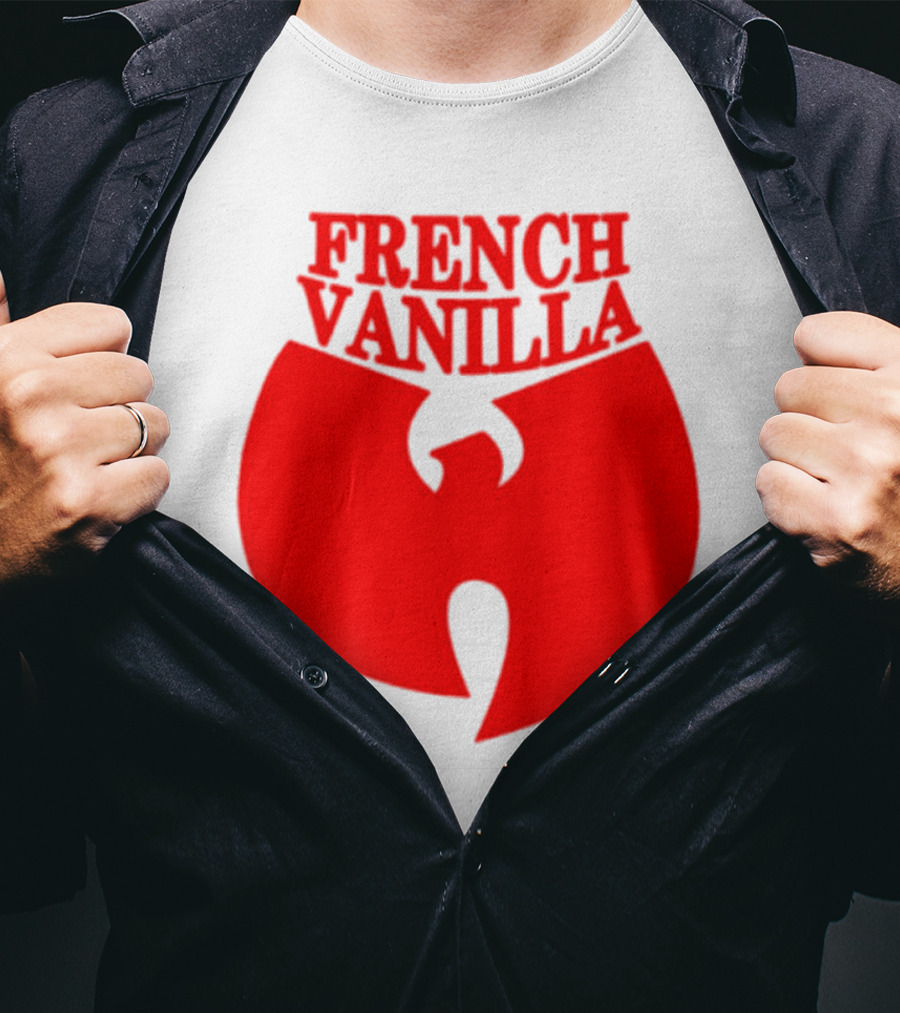French Vanilla Wutang Logo Red Emblem T-Shirt