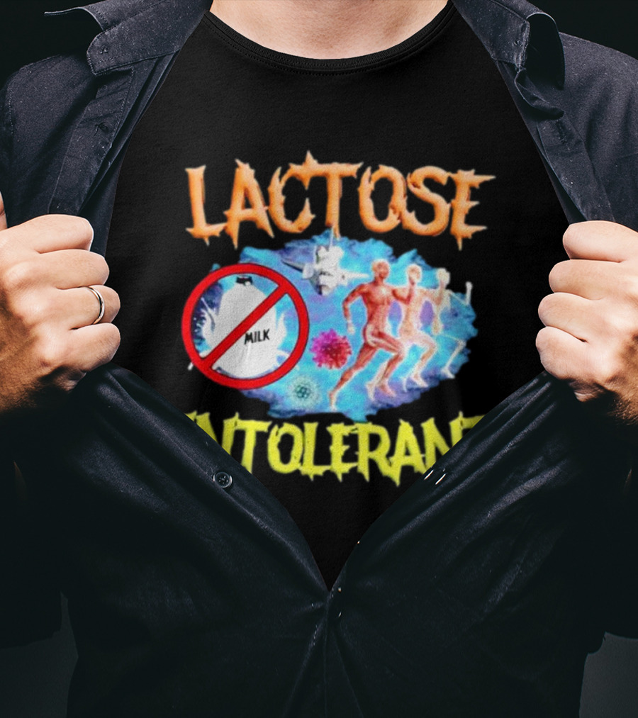 Lactose Intolerant Milk No Symbol With Runners And Microbes T-Shirt
