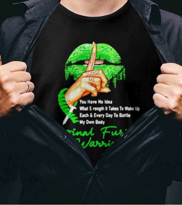 Lips Finger Don't Judge Me Spinal Fusion Warrior Strength Battle My Own Body T-Shirt