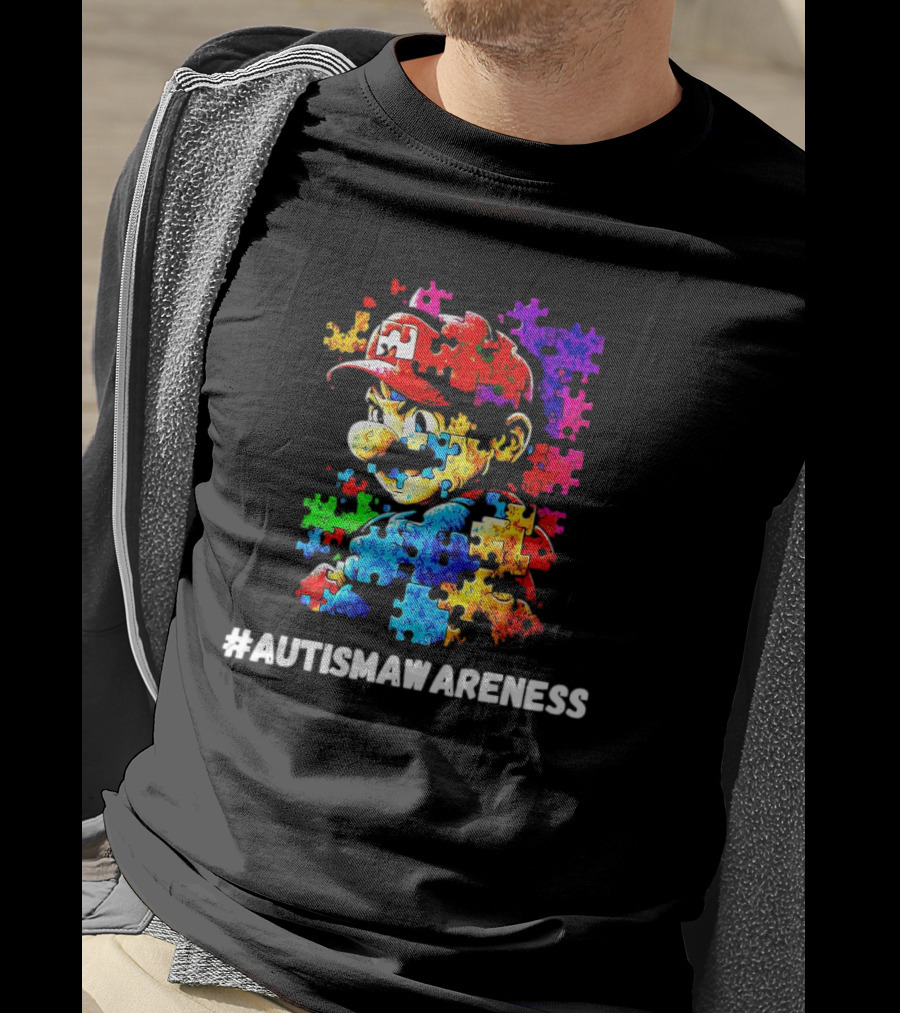 Mario Puzzle Autism Awareness T-Shirt
