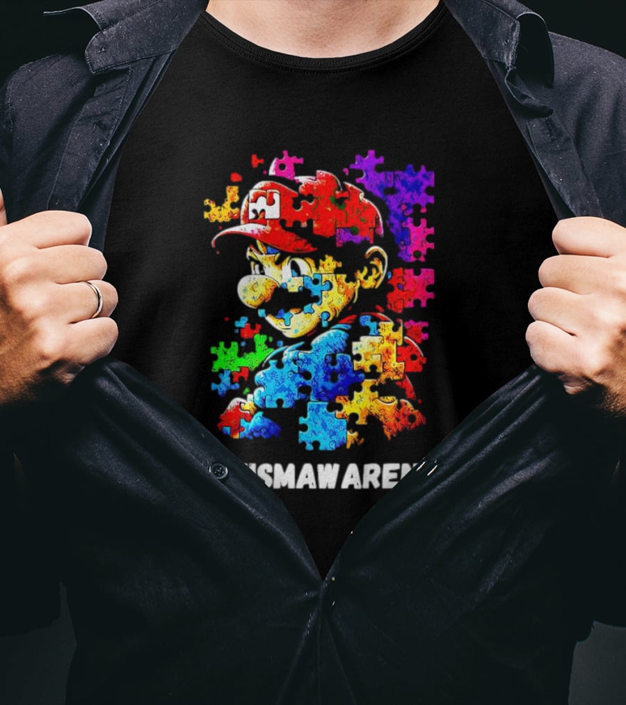 Mario Puzzle Autism Awareness T-Shirt