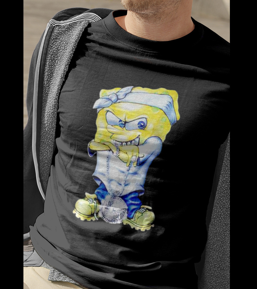 Thug Spongebob Squarepants With Bandana And Bling Necklace T-Shirt