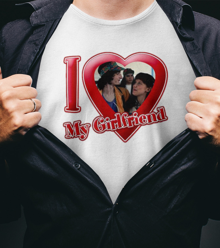 Mike Wheeler I Love My Girlfriend Heart Image T-Shirt