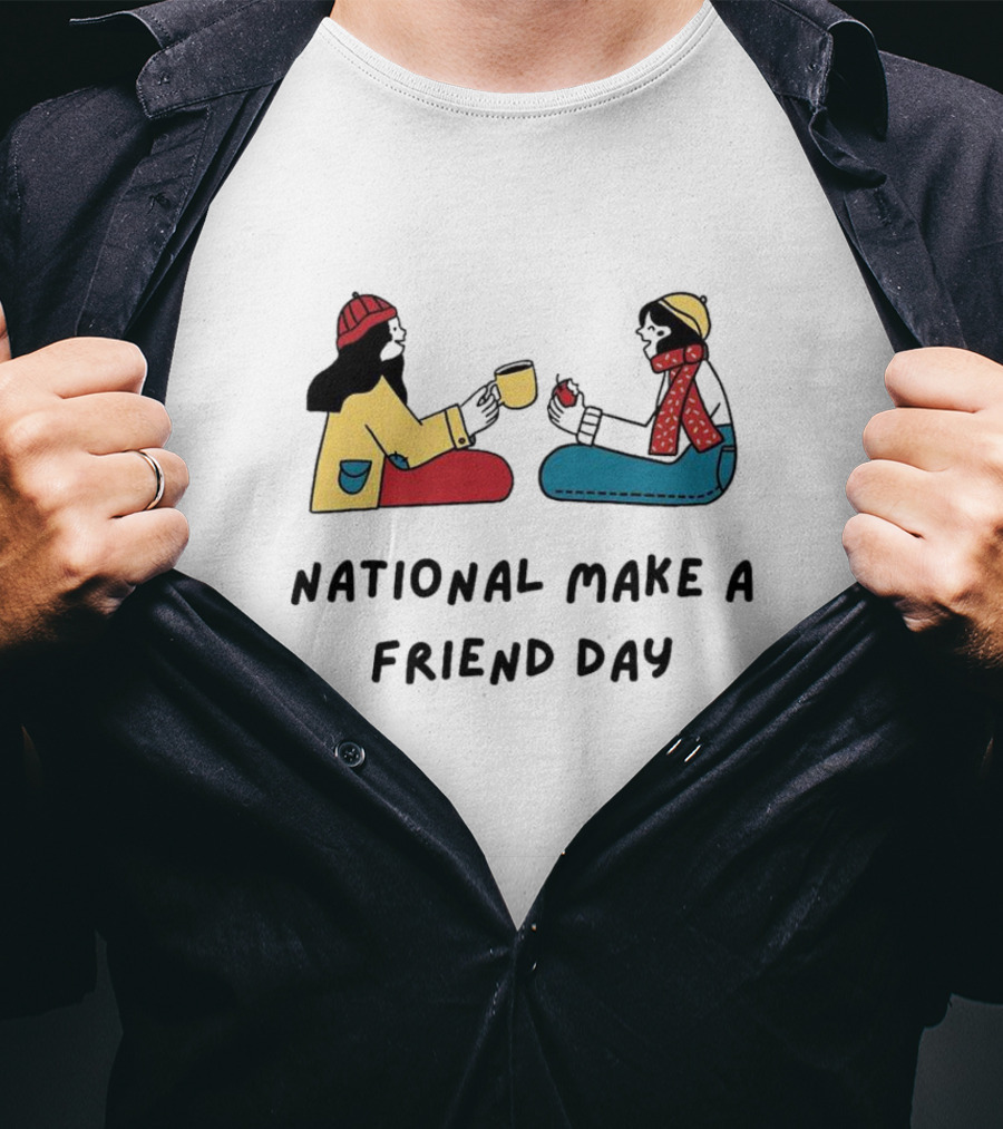 National Make A Friend Day Cozy Winter Scene T-Shirt