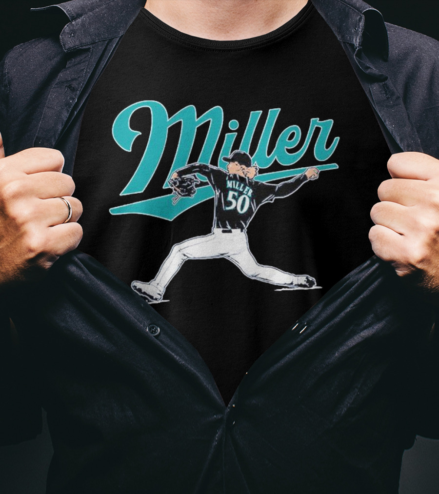 Seattle Mariners Bryce Miller 50 Pitcher T-Shirt