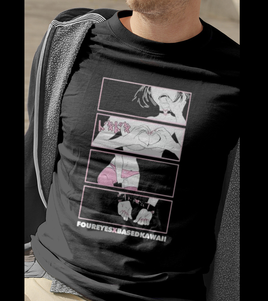 Foureyes X Based Kawaii Tokidoki Hand Heart Pink Aesthetic T-Shirt