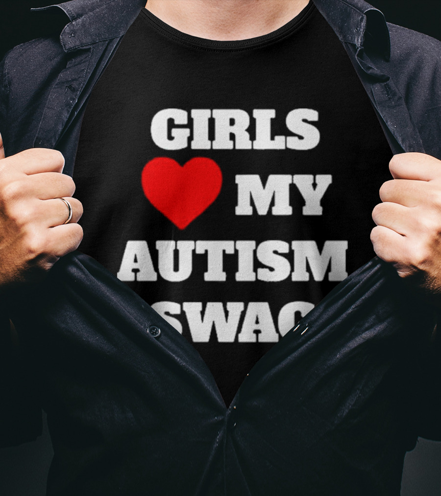 Girls Love Heart My Autism Swag T-Shirt