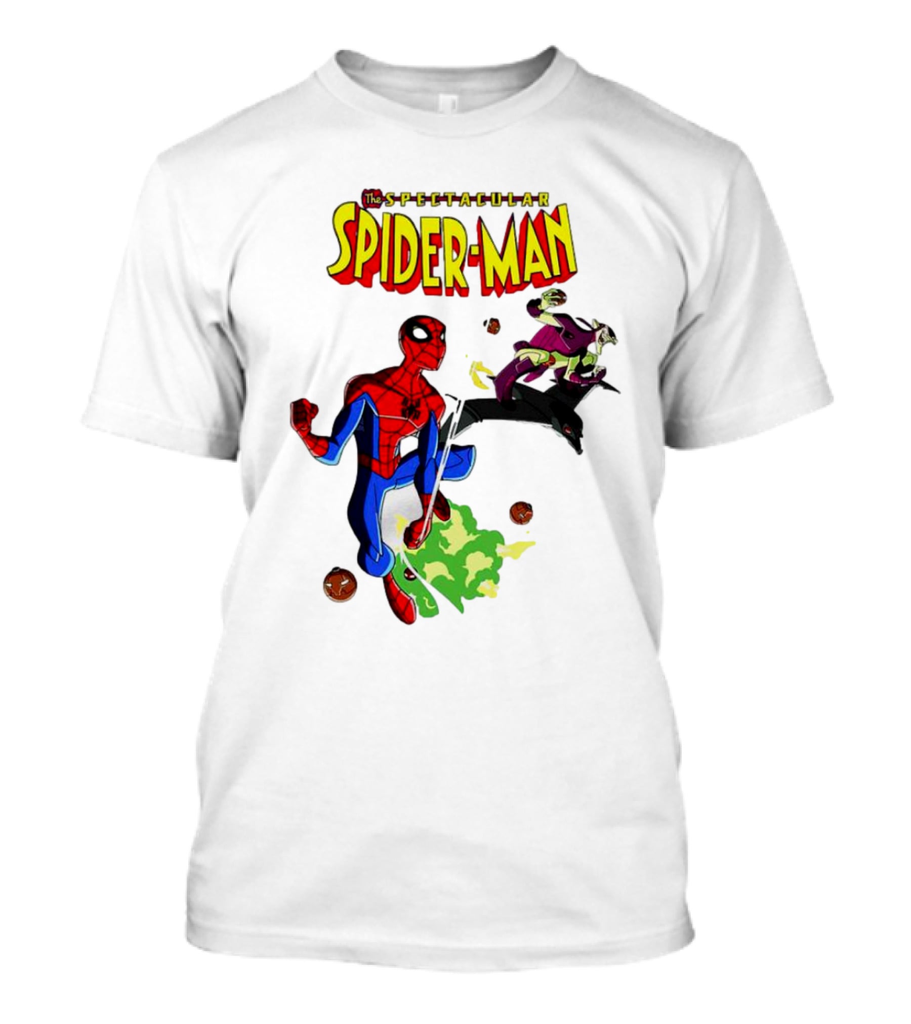 The Spectacular Spider-Man Versus Green Goblin Battle Scene T-Shirt