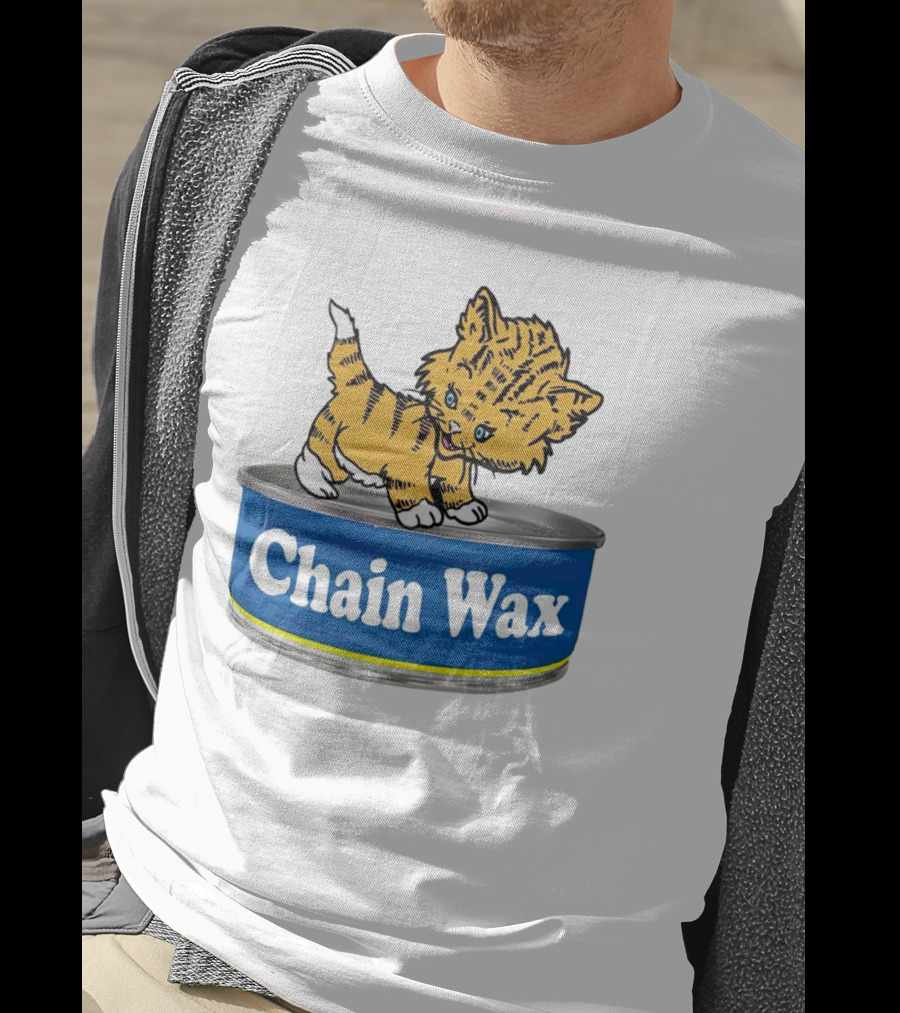 Cat Chain Wax Cute Kitten On Tin T-Shirt