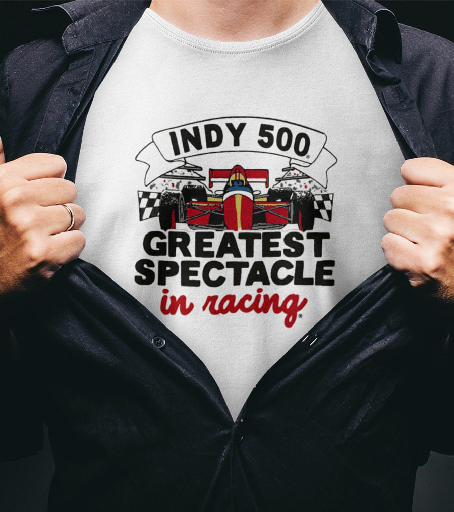 Indy 500 Greatest Spectacle In Racing Car With Checkered Flags T-Shirt