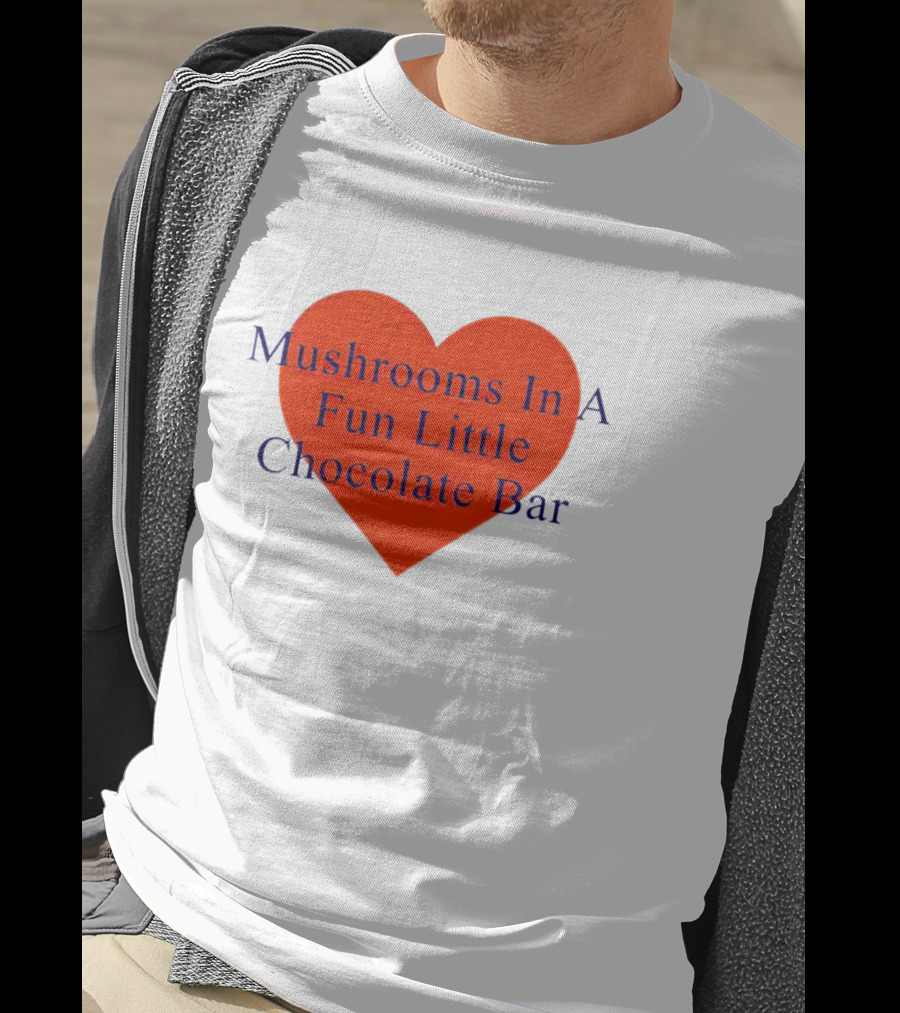 Mushrooms In A Fun Little Chocolate Bar Red Heart T-Shirt