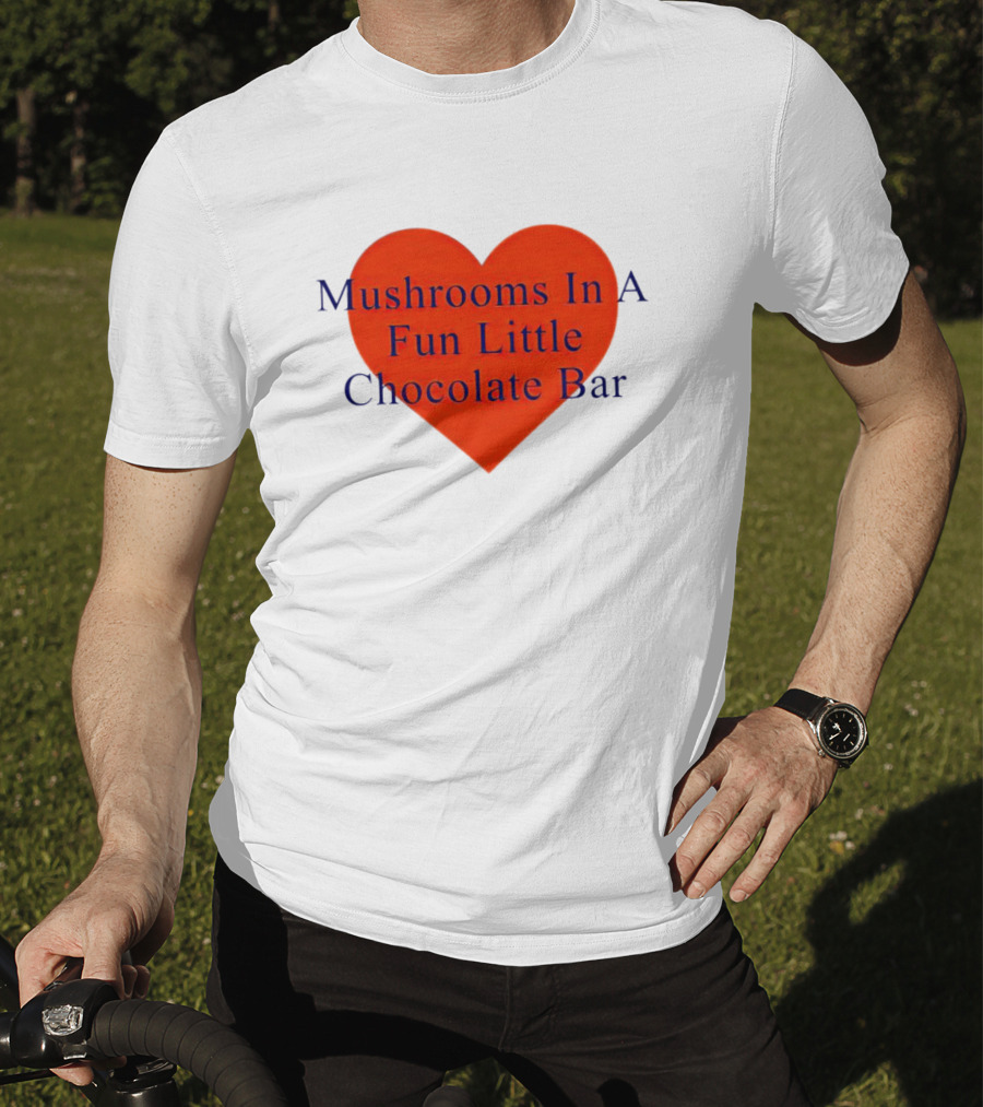 Mushrooms In A Fun Little Chocolate Bar Red Heart T-Shirt