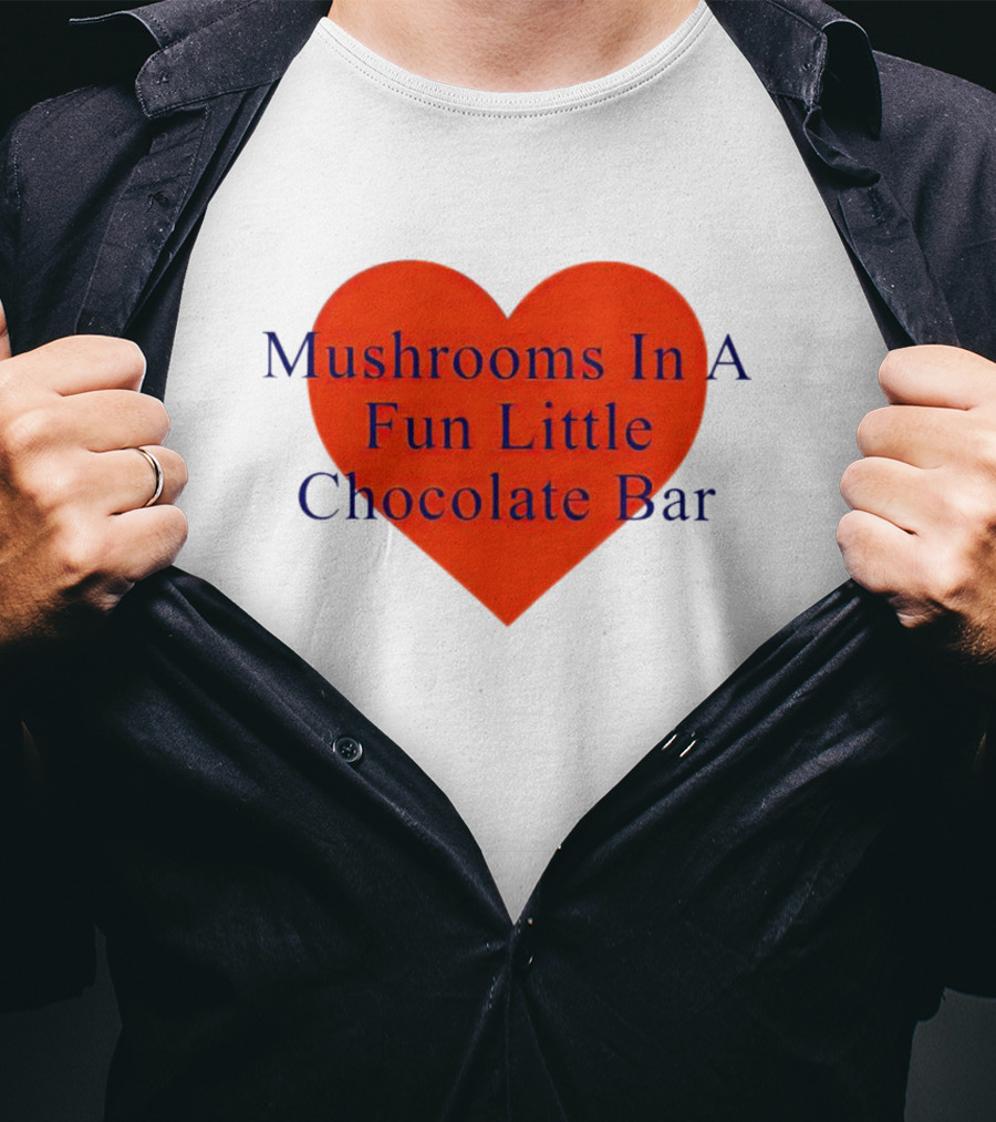 Mushrooms In A Fun Little Chocolate Bar Red Heart T-Shirt