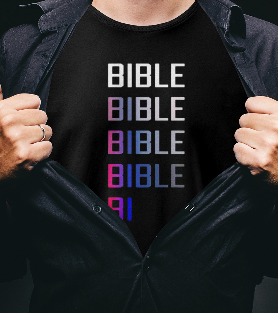 Bible Pride Gradient Multicolor Text Stacked T-Shirt
