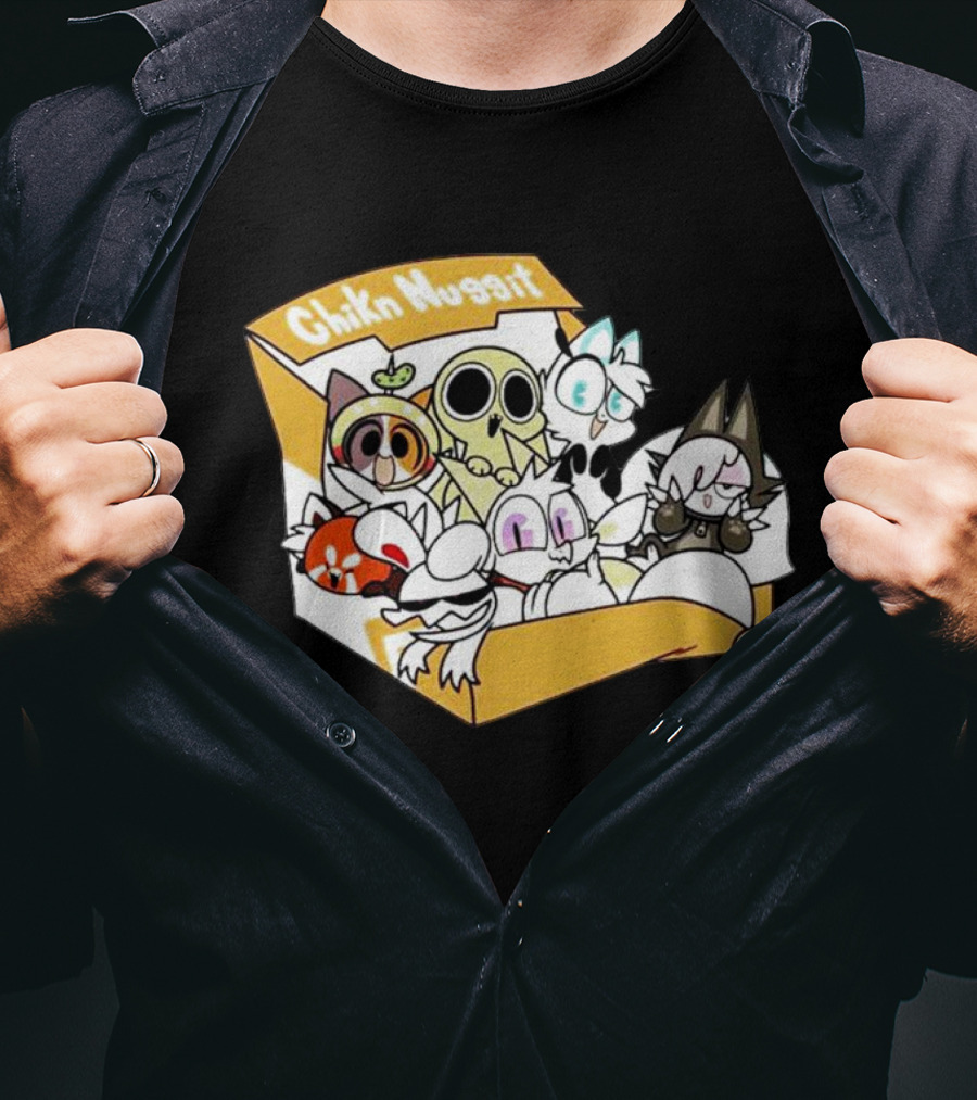 Chikn Nuggit Box Characters Packed In Cute Cartoon T-Shirt