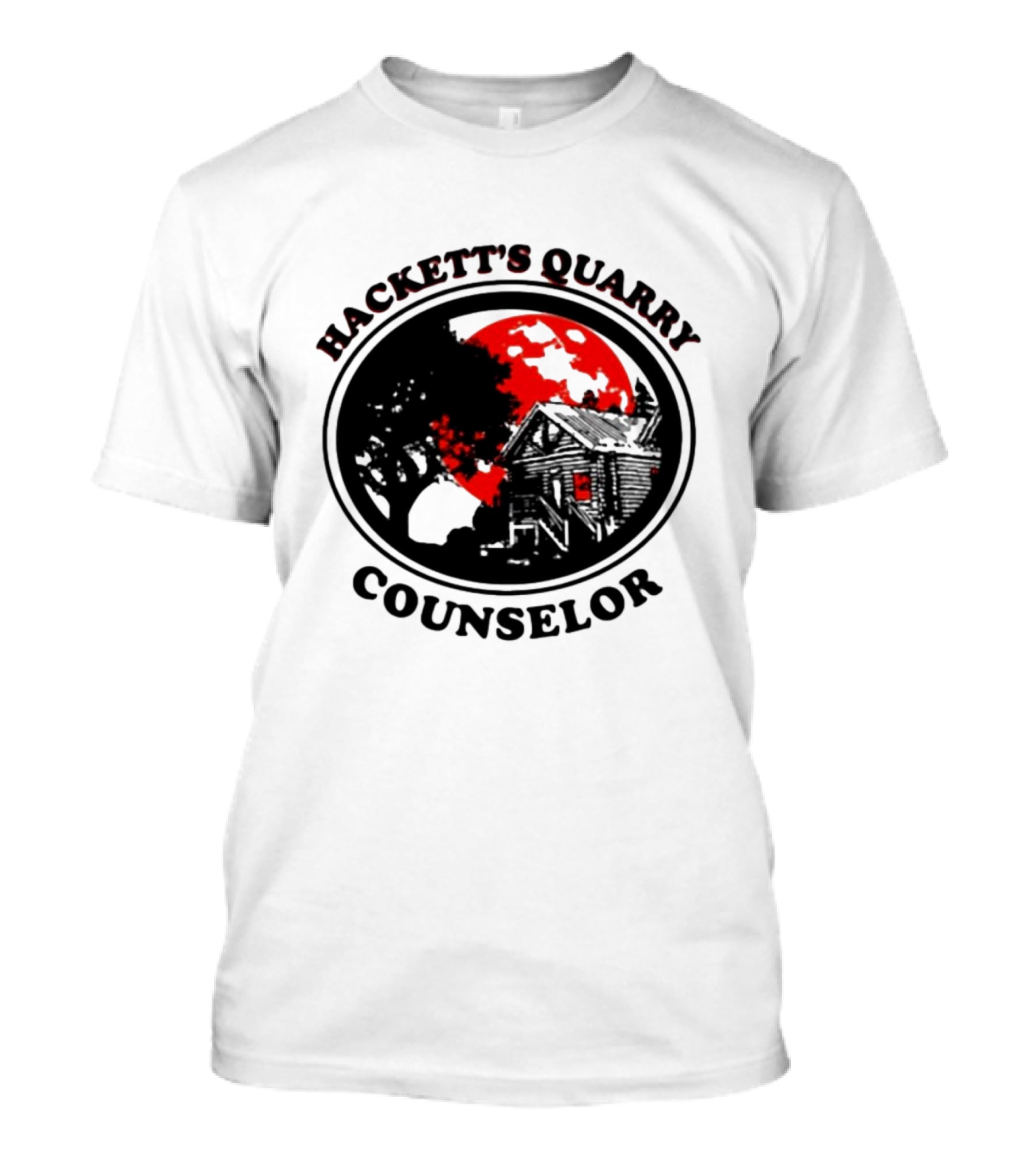 Hackett's Quarry Counselor Cabin Red Moon Forest T-Shirt