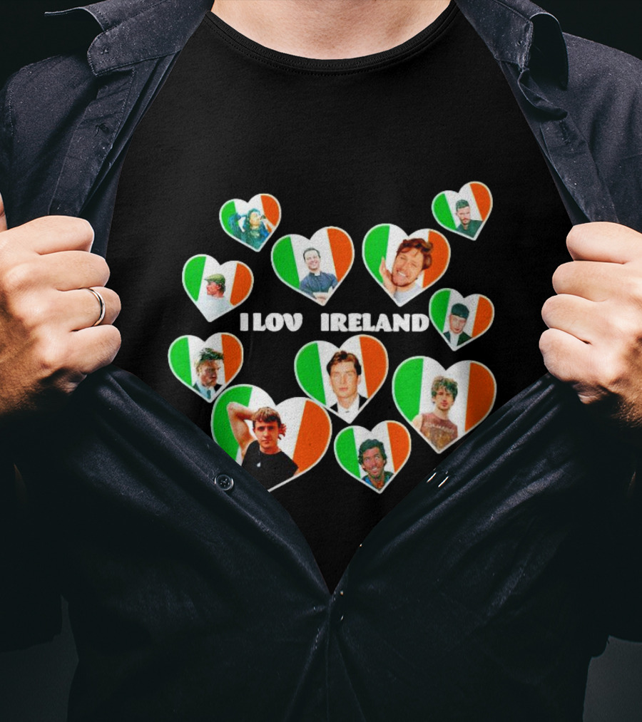 I Love Ireland Irish Flag Hearts T-Shirt