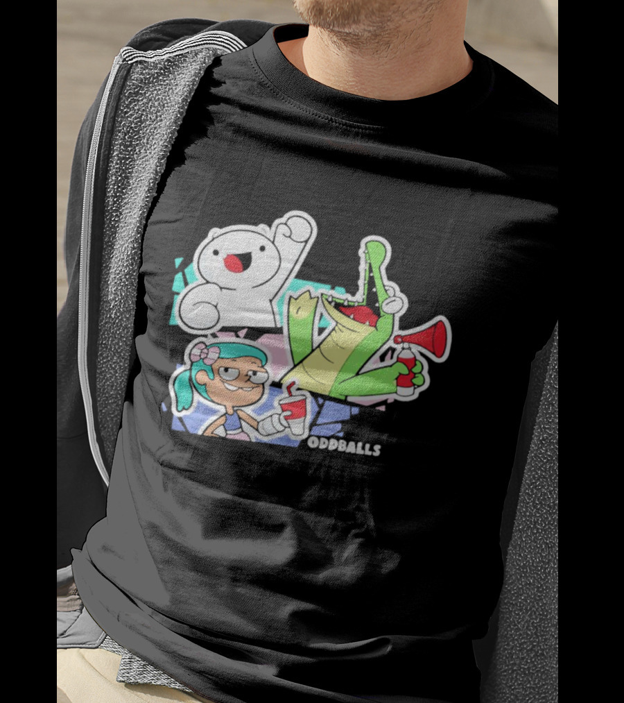 Odd1sout Oddballs Cartoon Trio With Crocodile And Drink T-Shirt