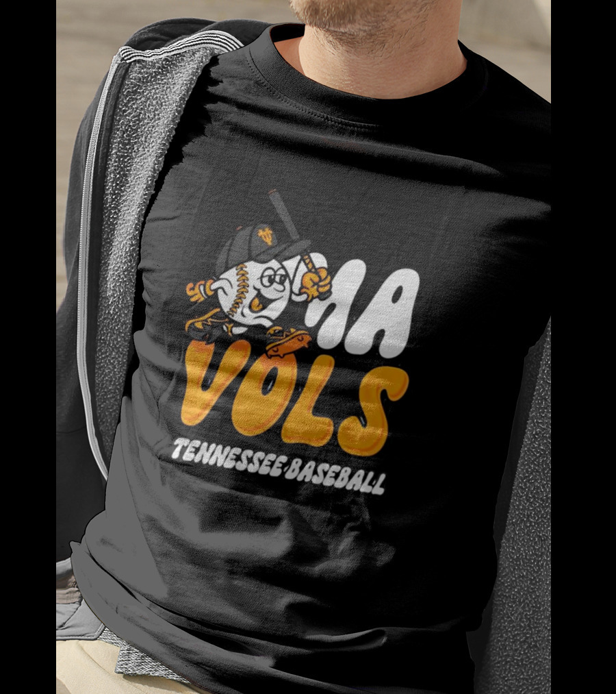 Omavols Tennessee Baseball Vols Mascot Icon With Bat And Glove T-Shirt
