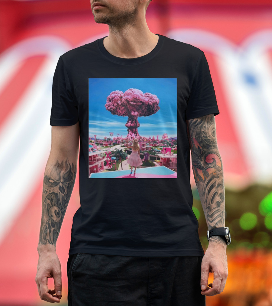 Barbie Oppenheimer Pink Explosion Fantasy Scene T-Shirt