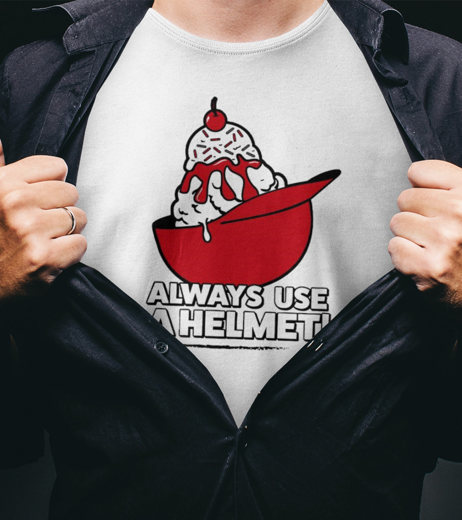 Cincinnati Reds Ice Cream Always Use A Helmet T-Shirt