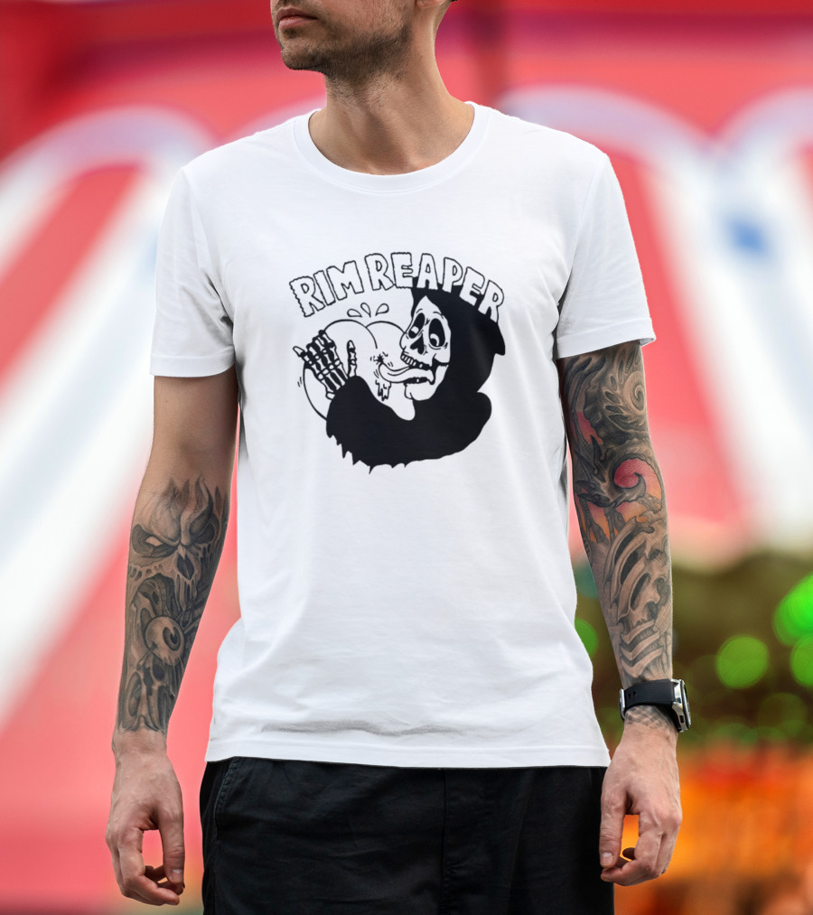 Rim Reaper Grim Reaper Skeleton with Tire T-Shirt