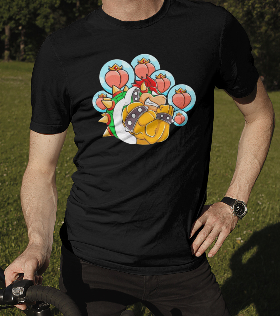 Bowser Peaches Peaches Peaches Tribute To Animated Villain With Hearts T-Shirt