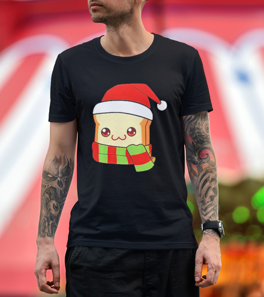 Bundled Bread Christmas Santa Toast Scarf T-Shirt