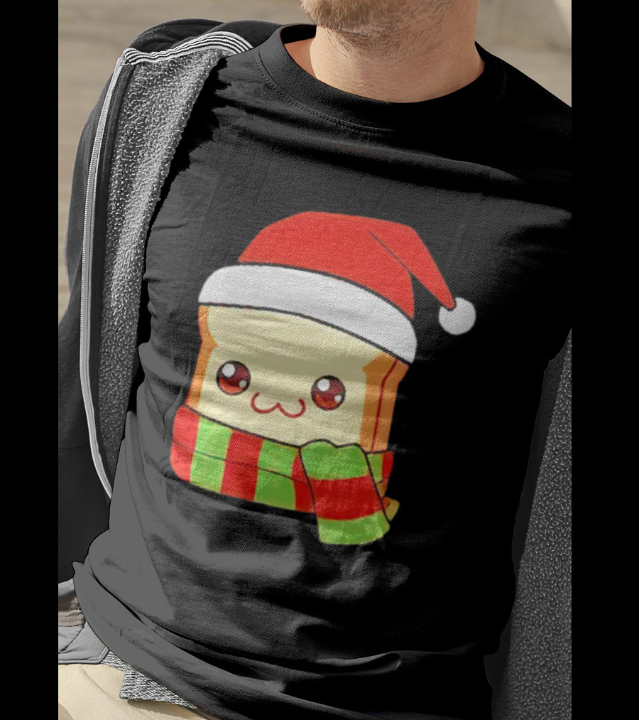 Bundled Bread Christmas Santa Toast Scarf T-Shirt