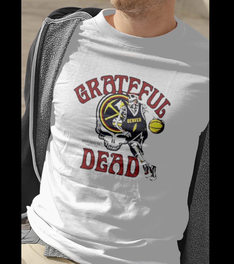 Grateful Dead Denver Nuggets Basketball Skull Skeleton T-Shirt