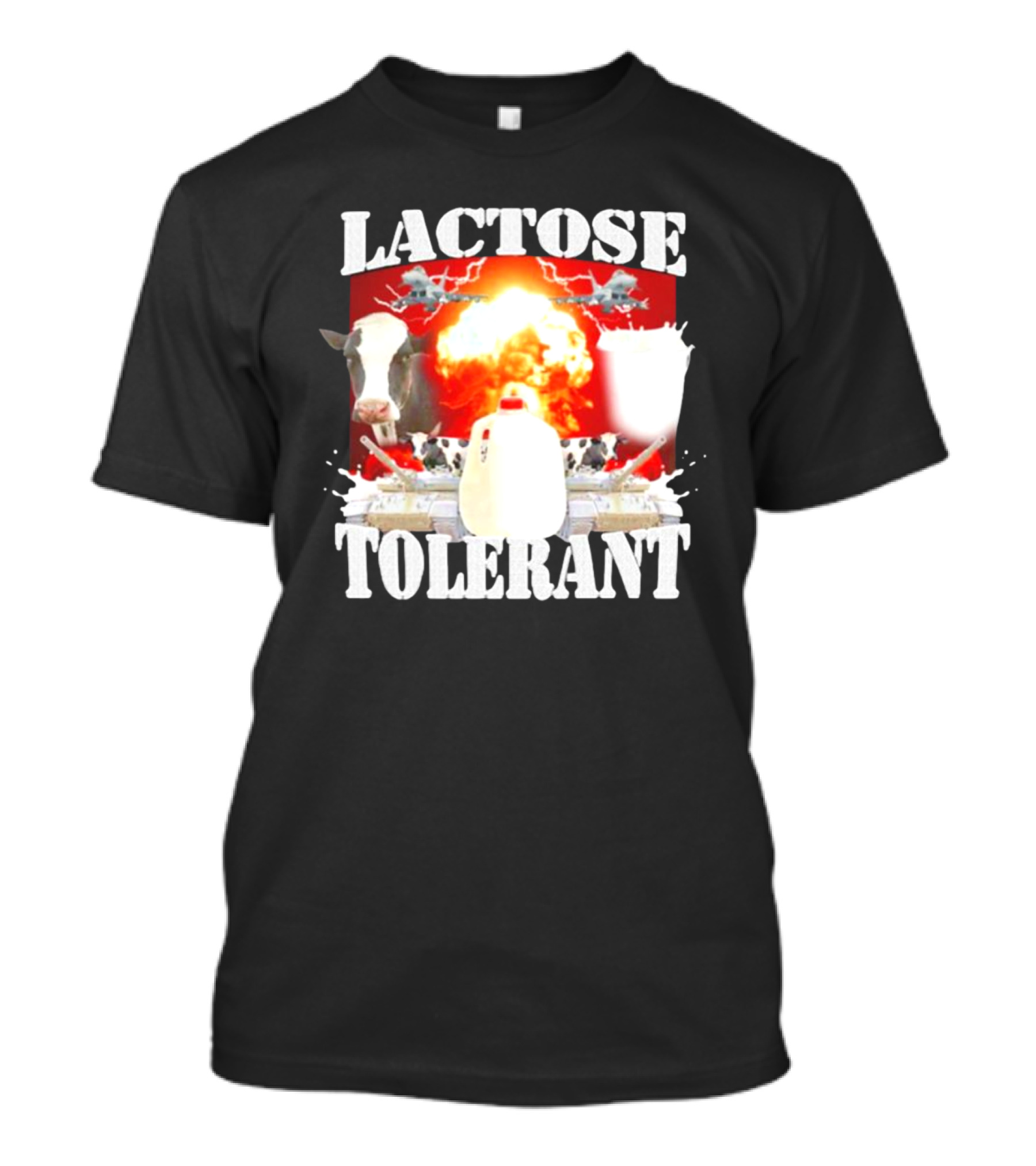 Lactose Tolerant Cow Explosion Milk Jug T-Shirt