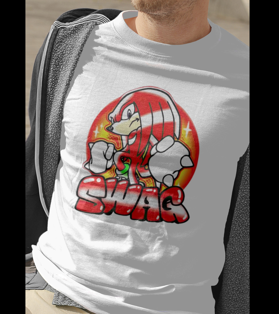Knuckles Swag With Red Logo And Bold Cartoon T-Shirt