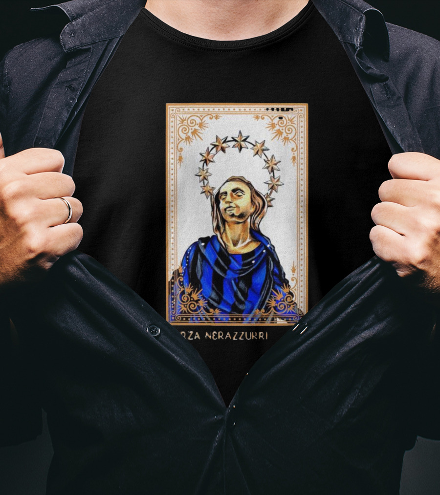 Forza Nerazzurri Madonnina Iconic Blue And Black Halo T-Shirt