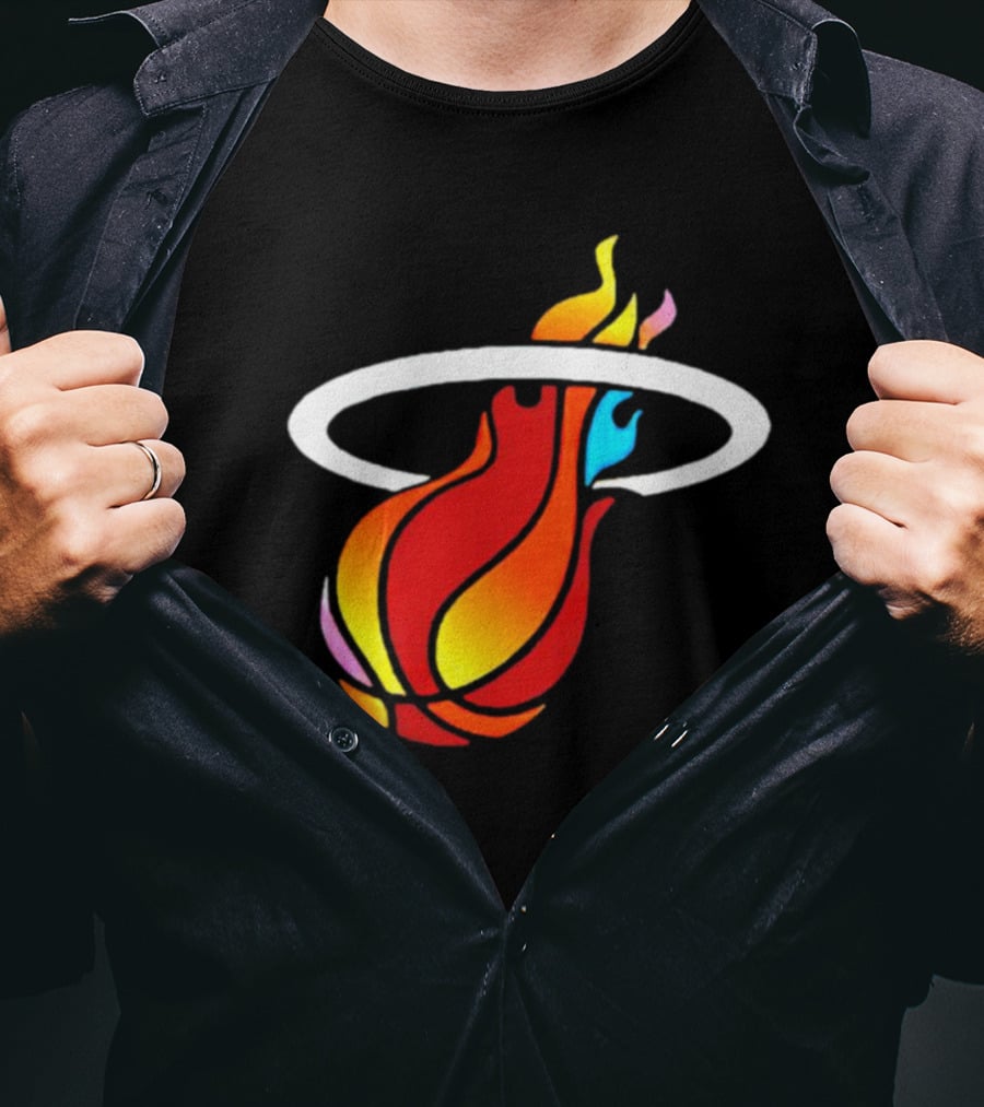 Miami Heat Basketball Flame Icon Mashup T-Shirt
