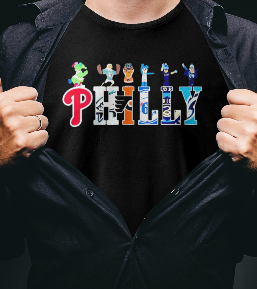 Philly Mascots Phillies Eagles Flyers 76ers Union Soul T-Shirt