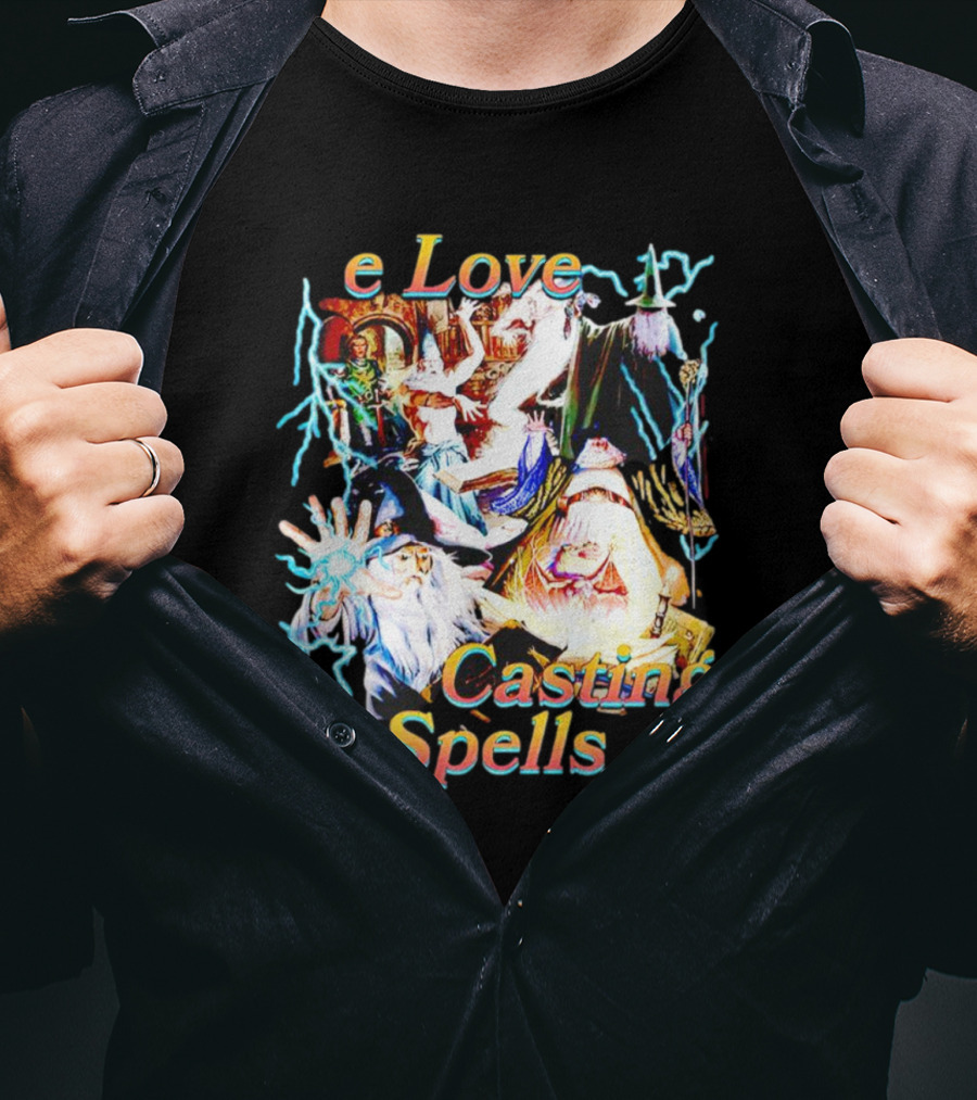 Love Casting Spells Wizards Lightning Magic T-Shirt