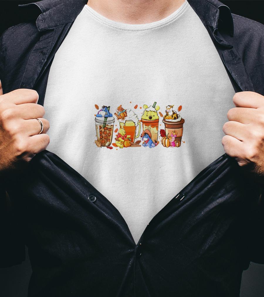 Winnie The Pooh Eeyore Tigger Piglet Coffee Latte T-Shirt