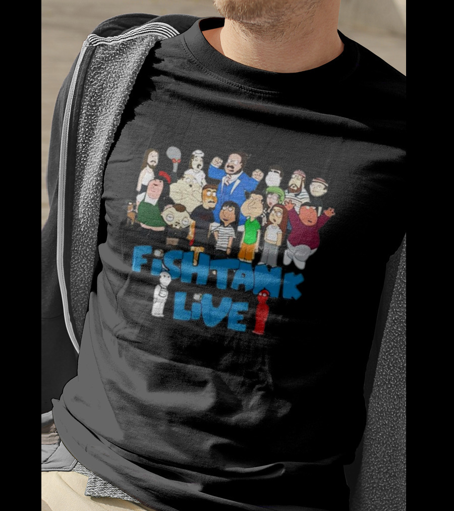 Fish Tank Live Cartoon Character Group T-Shirt