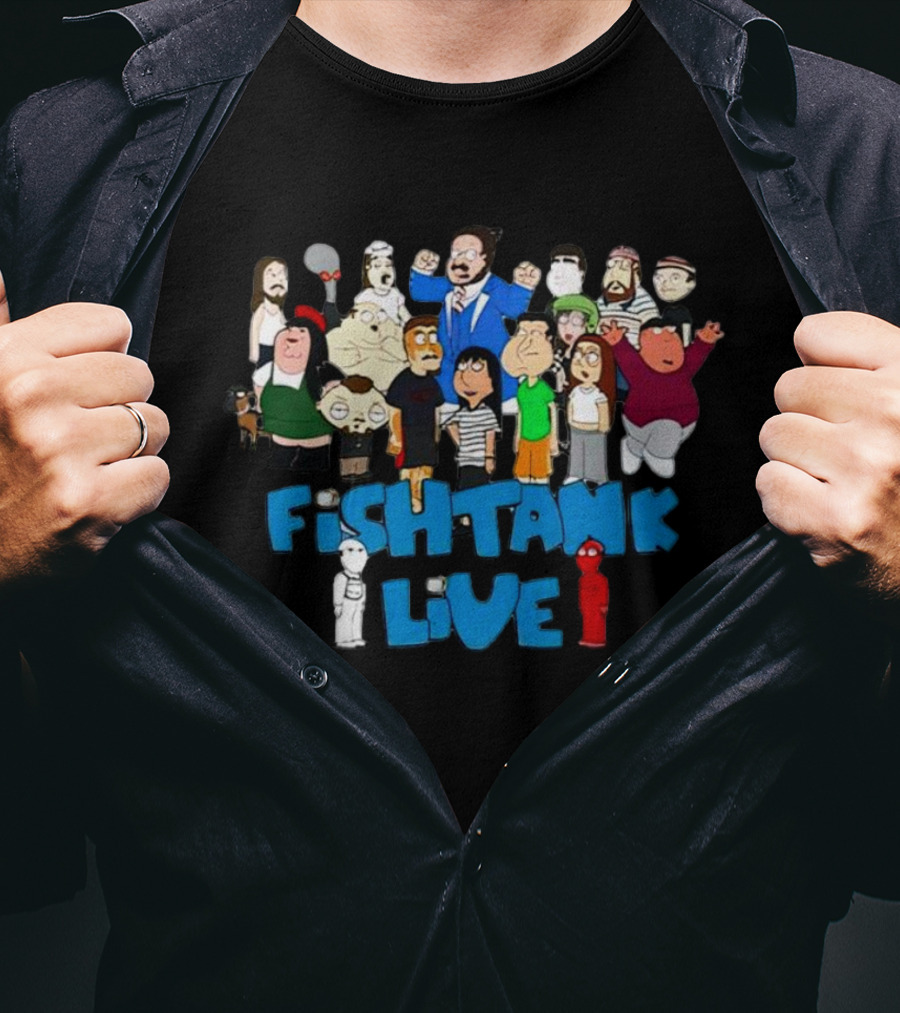 Fish Tank Live Cartoon Character Group T-Shirt