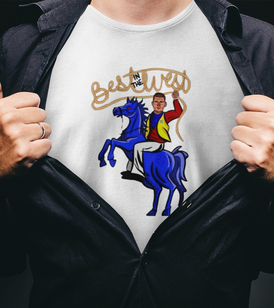 Best West Nikola Jokic Riding Blue Horse T-Shirt