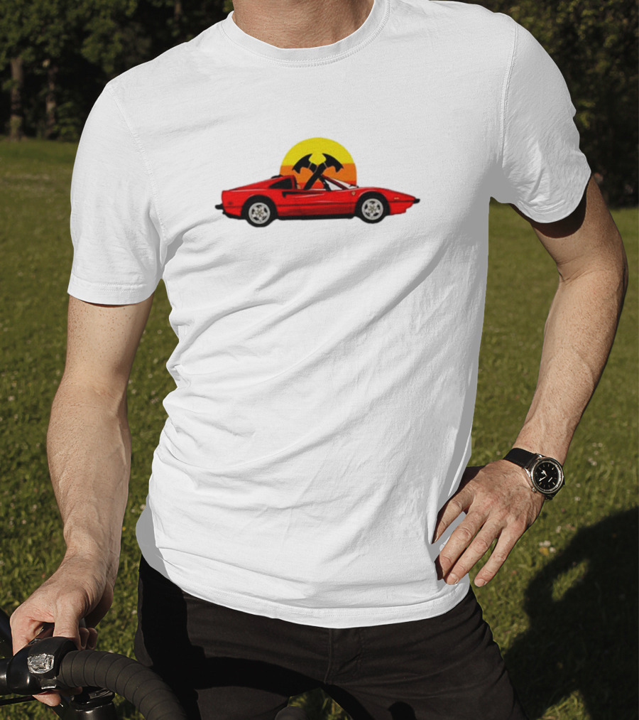 Jack Carr Ferrari 308 Retro Sunset Axes T-Shirt