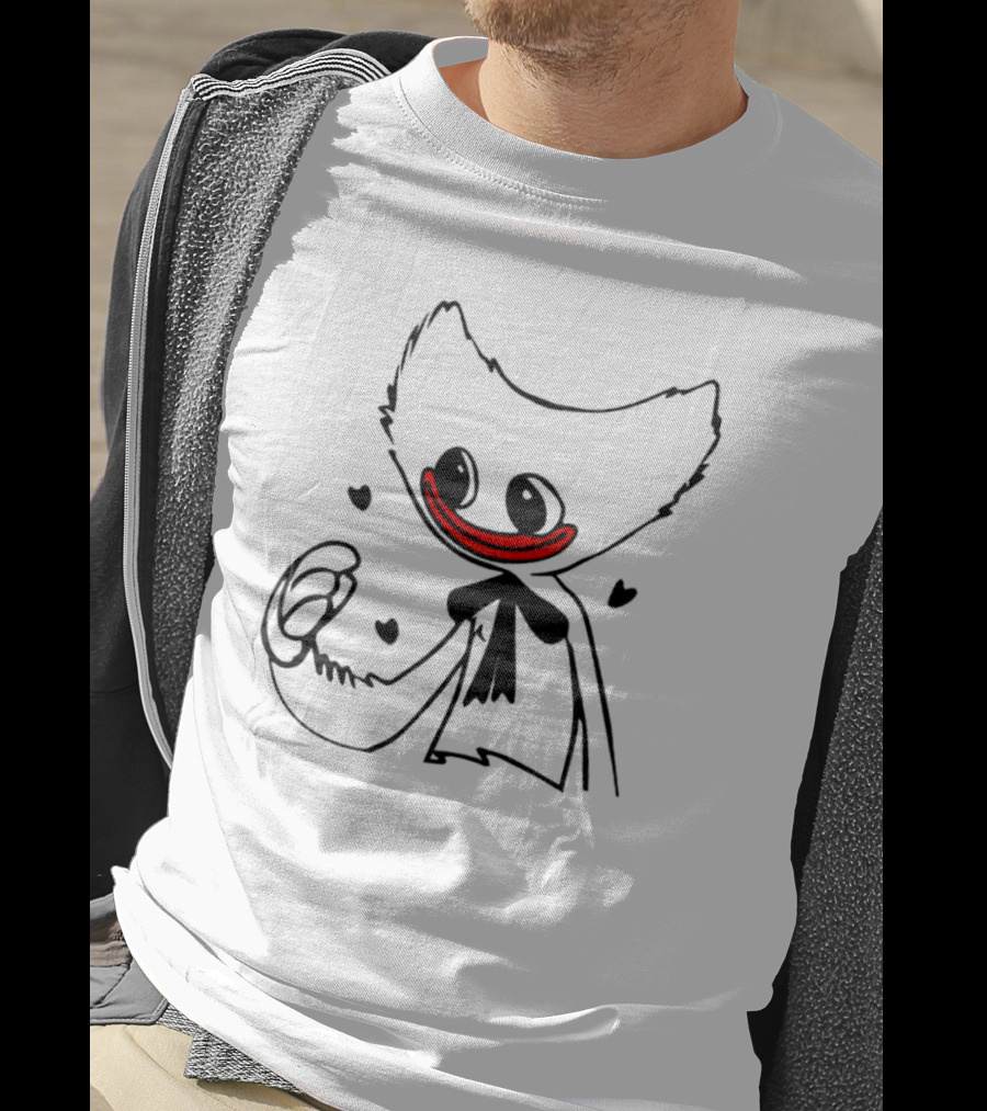 Line Art The Cute Huggy Wuggy Charming Character With Hearts T-Shirt