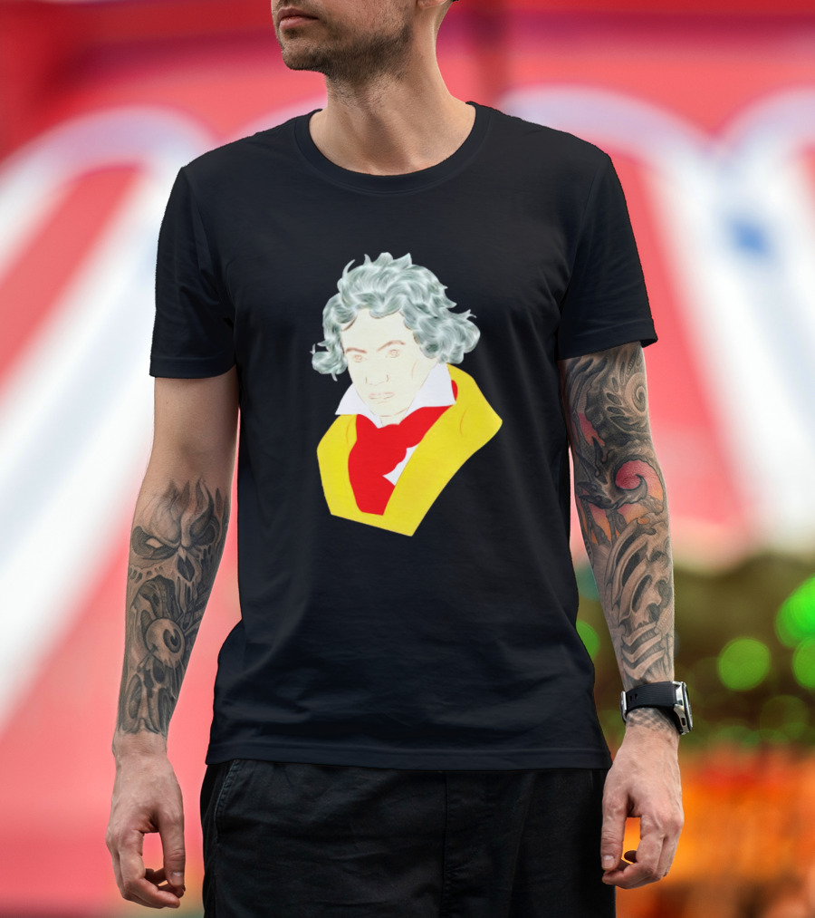 Ludwig Van Beethoven Colorful Portrait in Yellow and Red T-Shirt