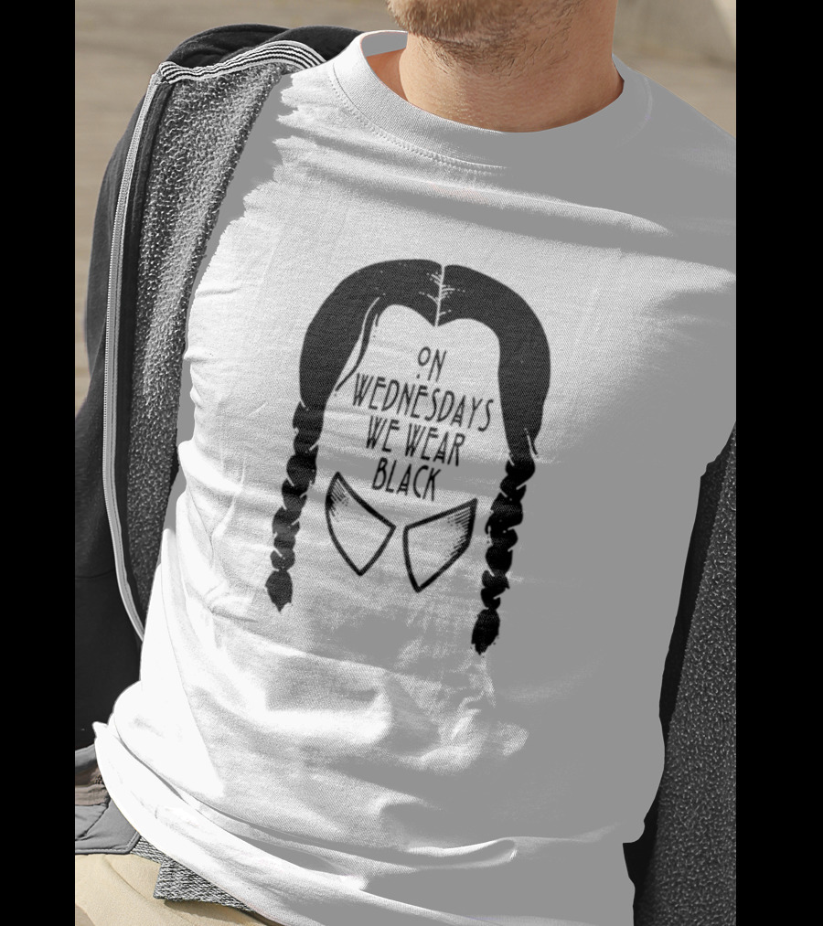 On Wednesdays We Wear Black Braided Hair Collar T-Shirt